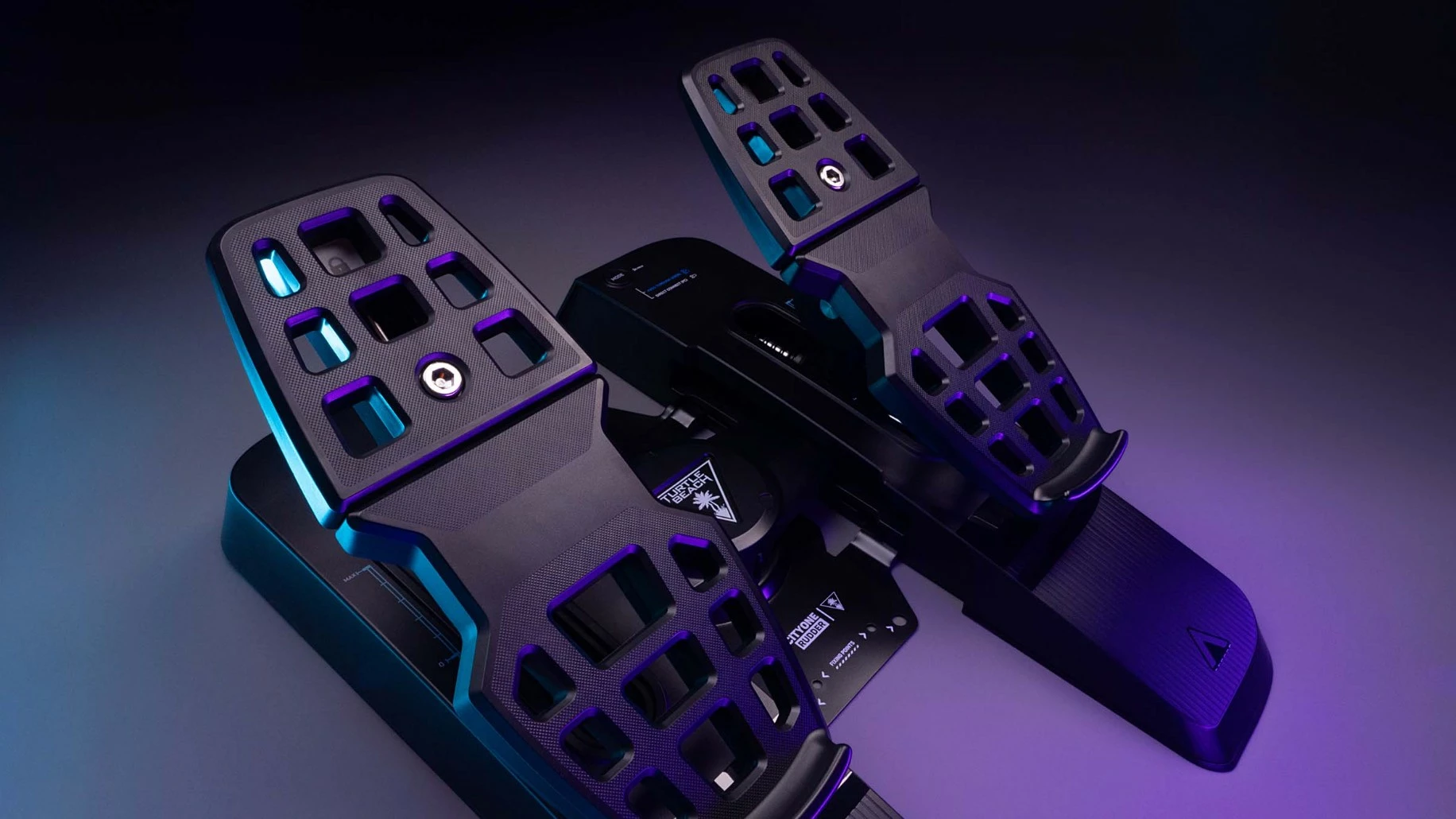Pedale rudder Turtle Beach VelocityOne Rudder për PC dhe Xbox, USB-C, Hall sensor, frena diferenciale, të zeza