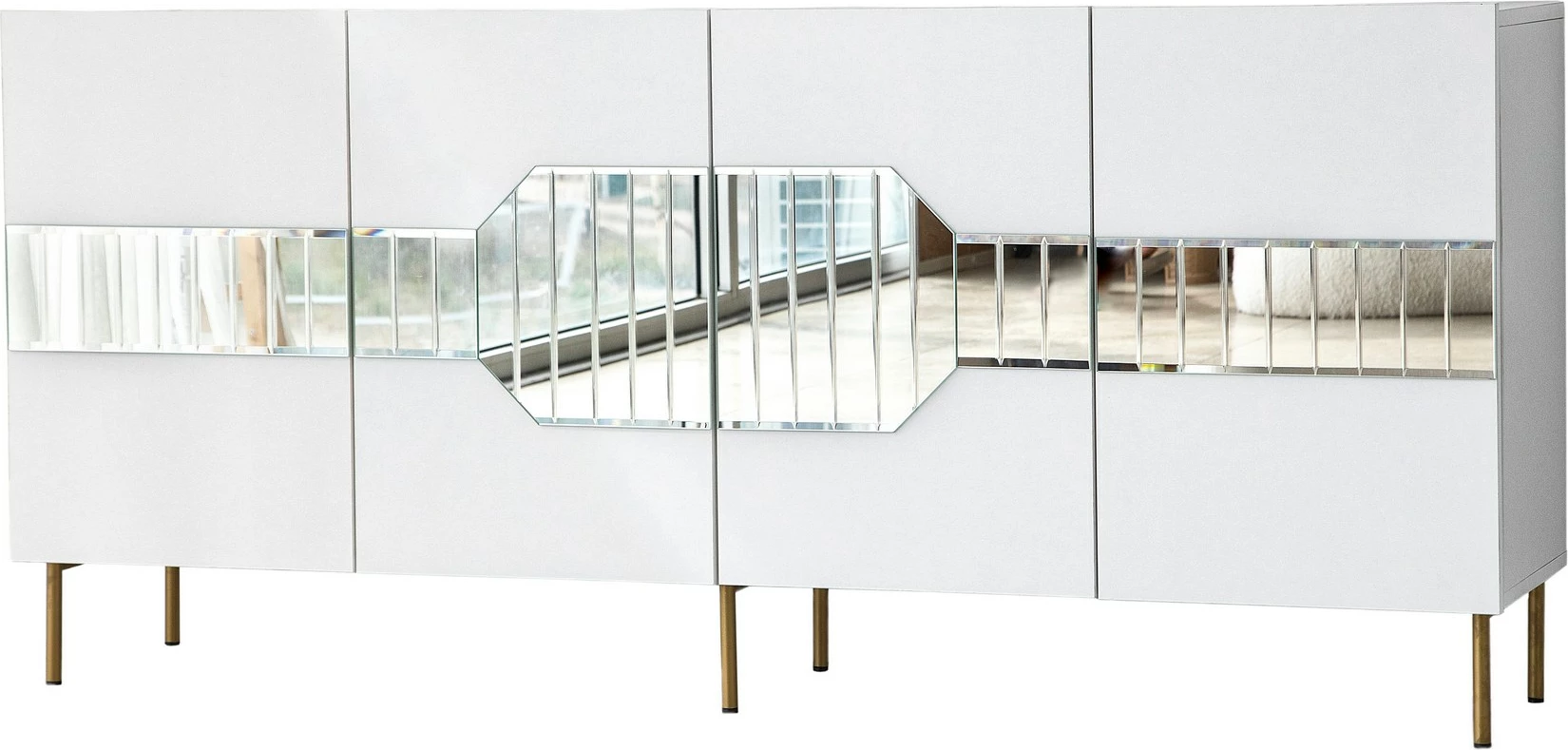 Konsolë Hanah Home Milan, e bardhë dhe e artë