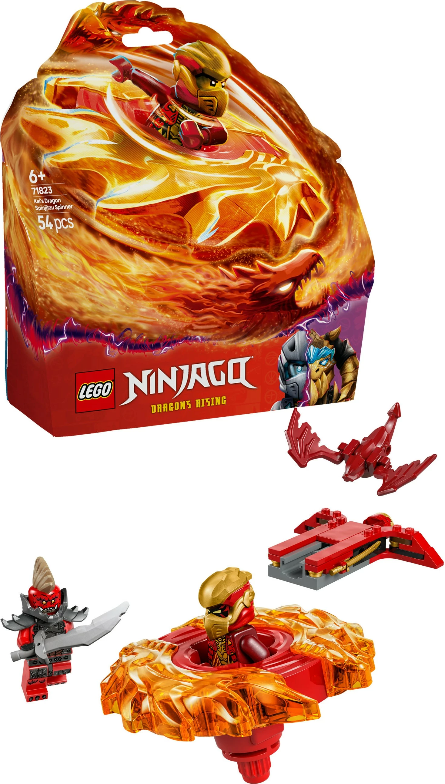 Set ndërtimi LEGO Ninjago 71823 Kais Drachen-Spinjitzu-Spinner, 54 pjesë, multikolor