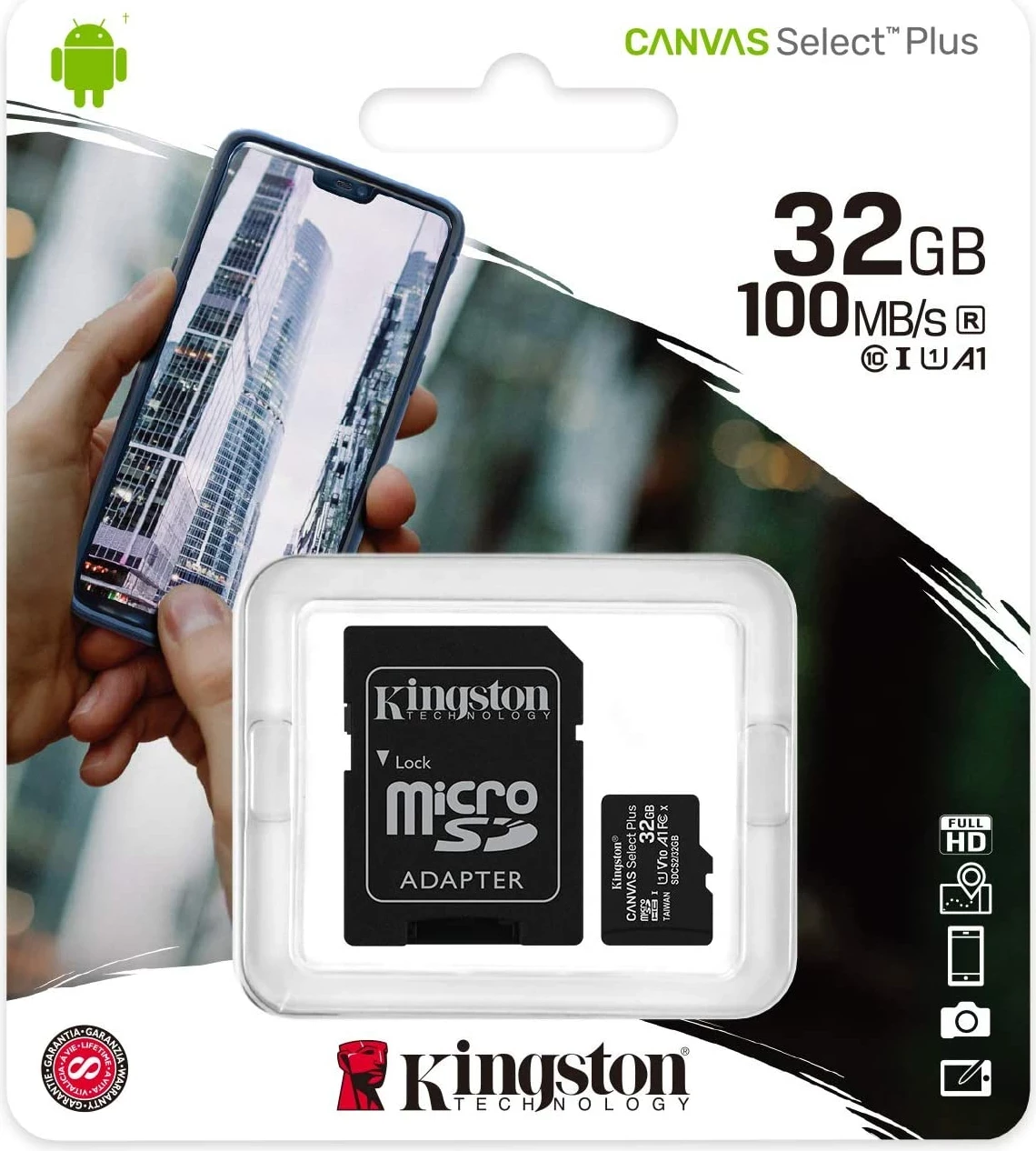 Kartelë microSD Kingston 32GB Classe 10 SDCS2/32GB me Adattatore SD