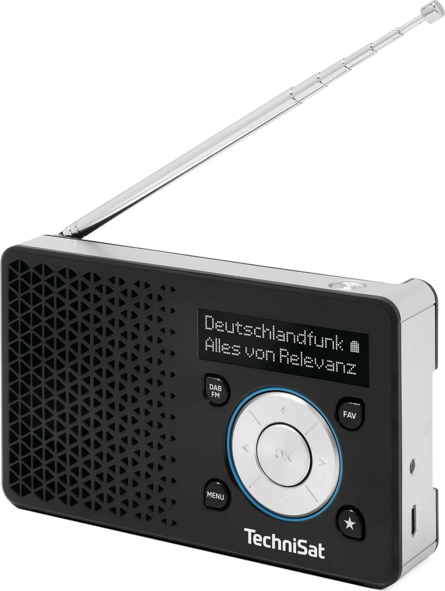 Radio portabile TechniSat DigitRadio 1 ASA, DAB+ FM, ekran OLED, 1050mAh, zi/argjendtë