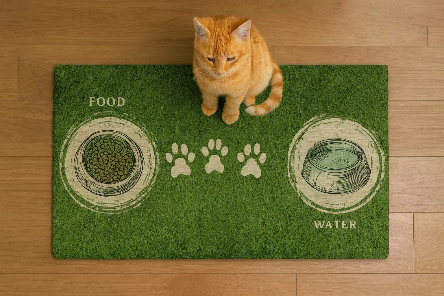 Tapet për ushqim të kafshëve, shumëngjyrësh, Paspet1