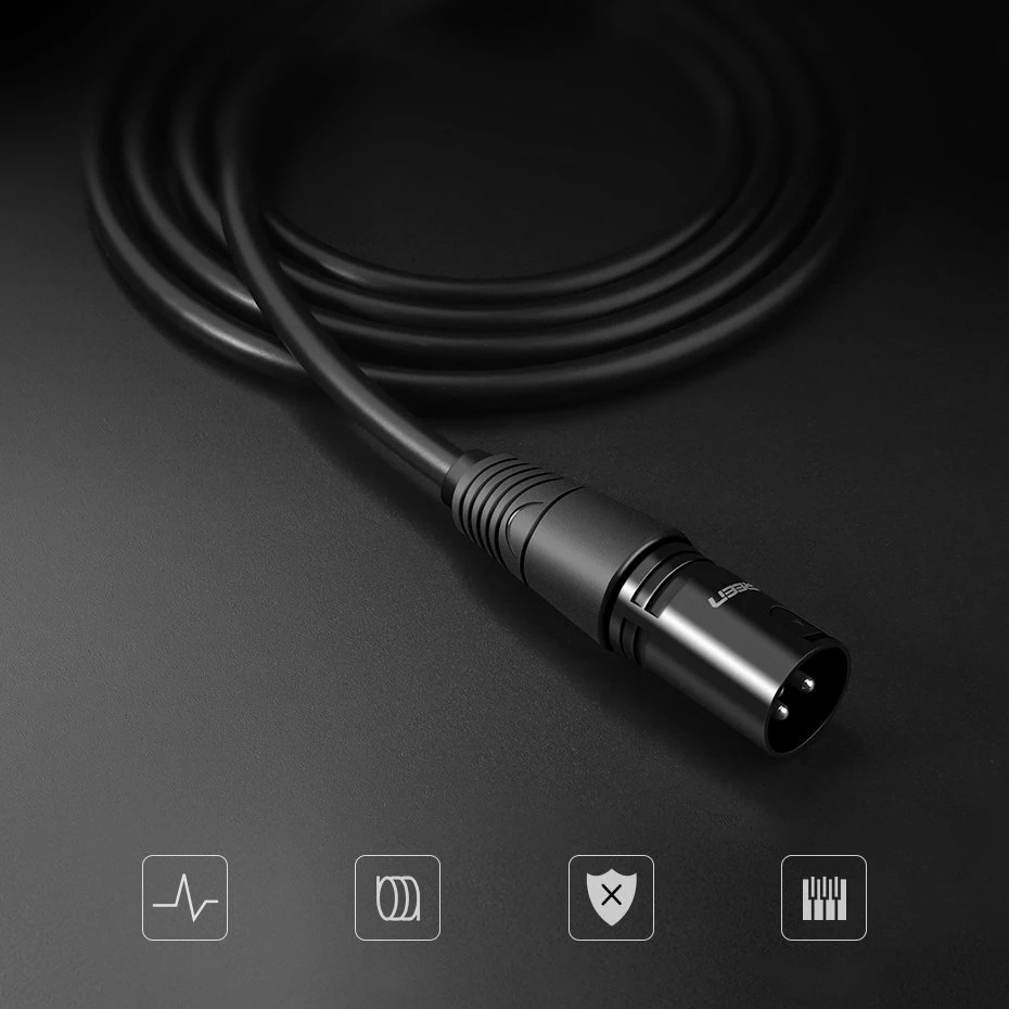 Kabllo audio Ugreen AV130 66717, XLR (femër) në XLR (mashkull), 2m, e zezë