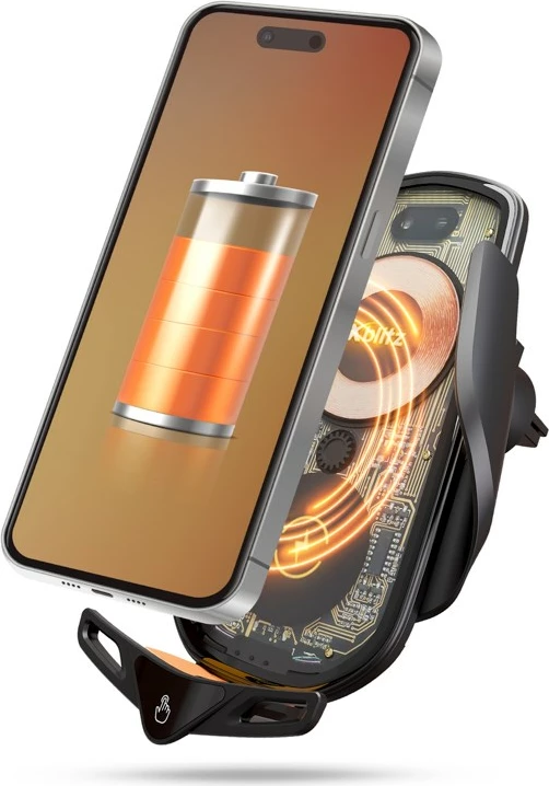 Mbajtës automatik Xblitz FX6 EXCLUSIVE për celular/tablet, me karikim wireless, i zi