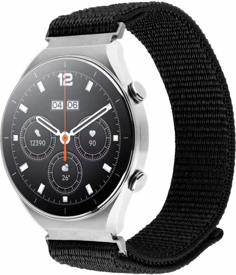 Rrip najloni për Smartwatch Fixed Nylon Sporty, Quick Release 18mm, 16-21cm, i zi, 1 copë