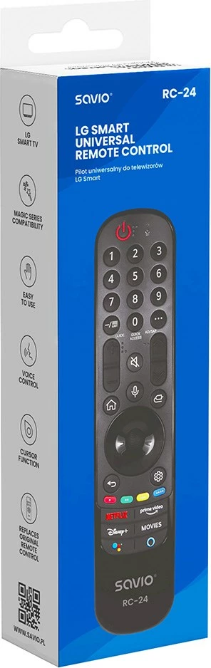 Telekomandë universale SAVIO RC-24 për LG SMART TV, e zezë