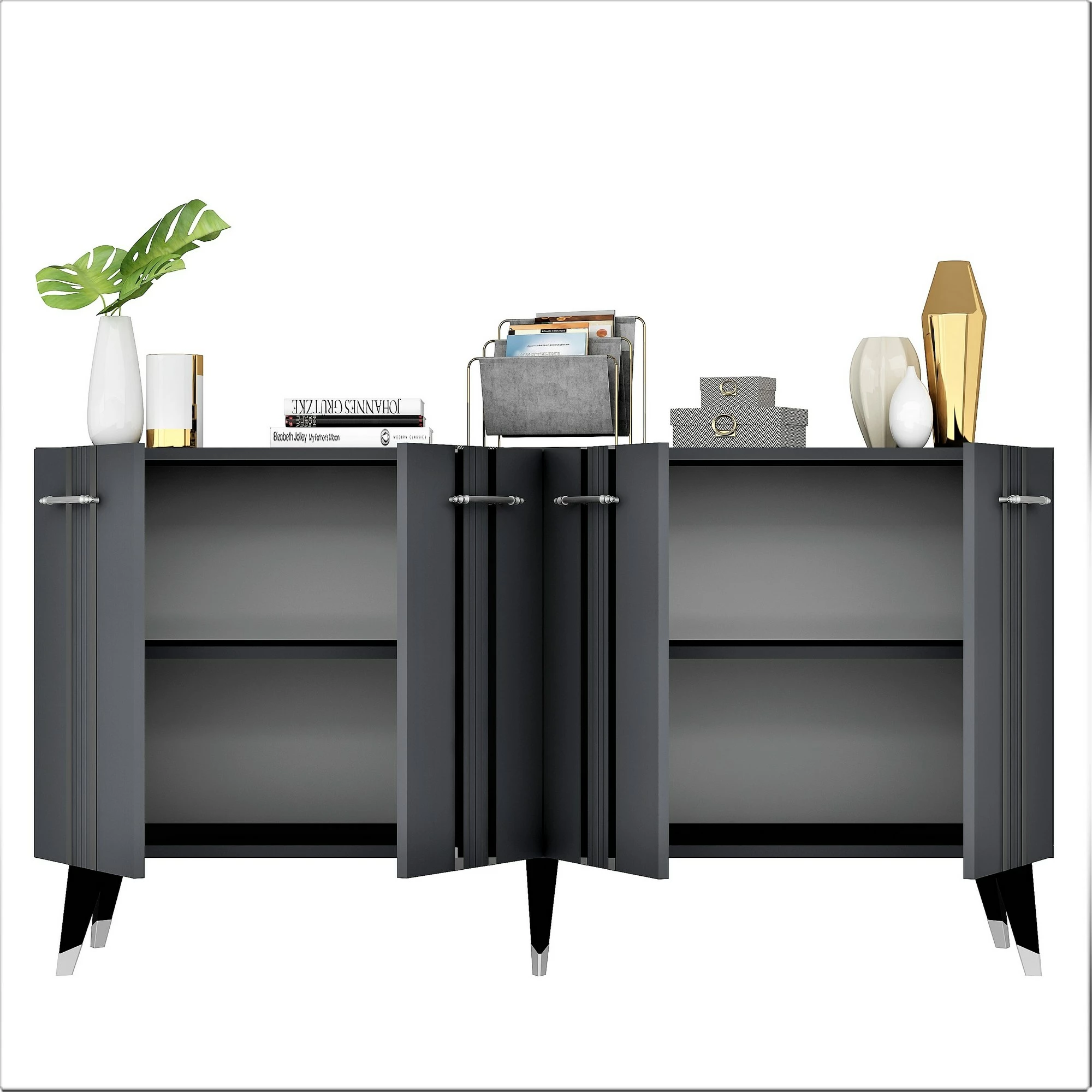 Konsol Asel, anthracite, silver, Hanah Home