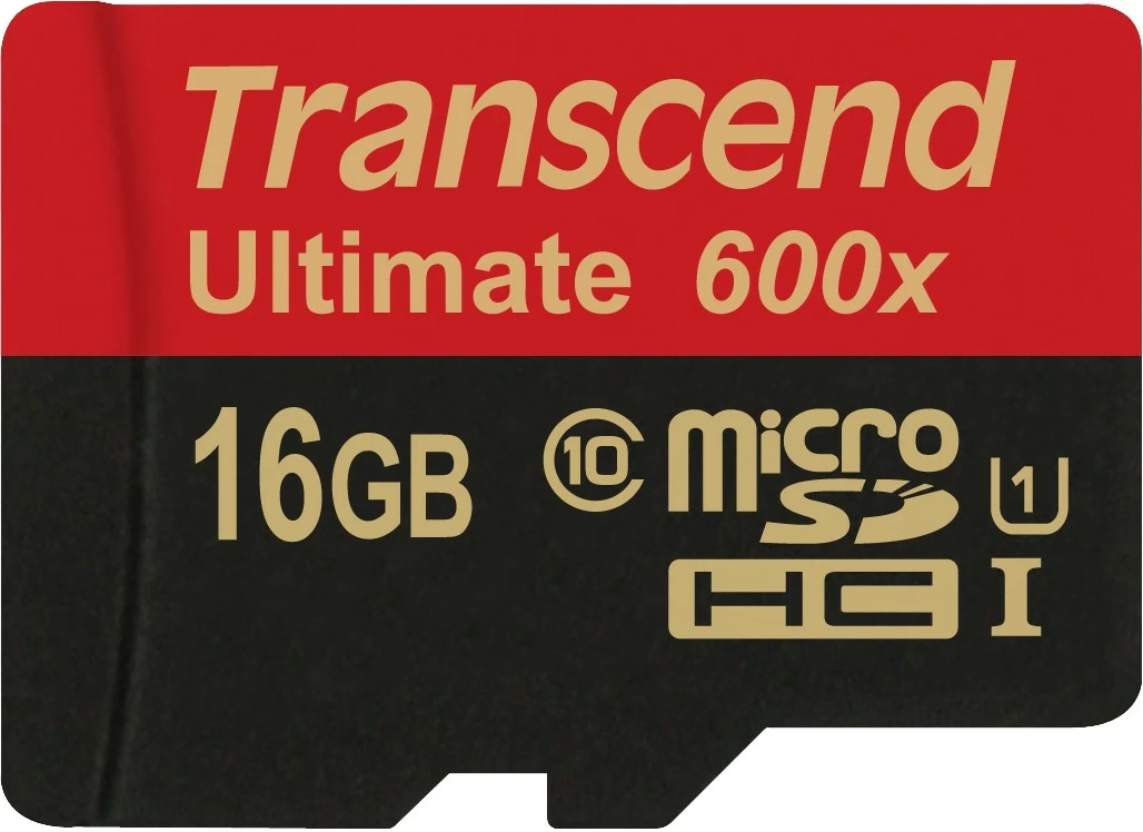 Kartelë memorie Transcend microSDHC Ultimate 600x 16GB, Class 10, e zezë/e kuqe