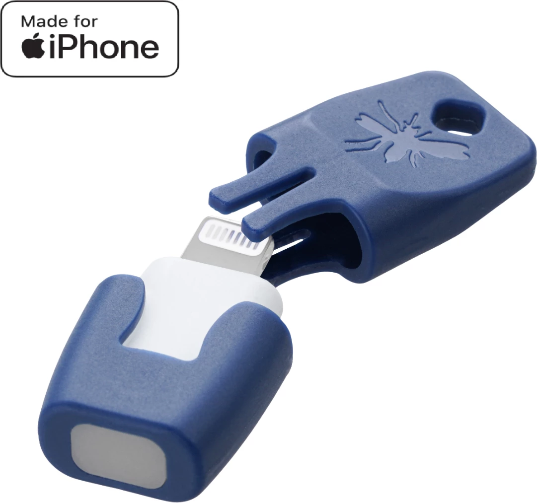 Pajisje për trajtim pickimi insektesh HEAT IT V3, Lightning për iPhone 6–14, e kaltër