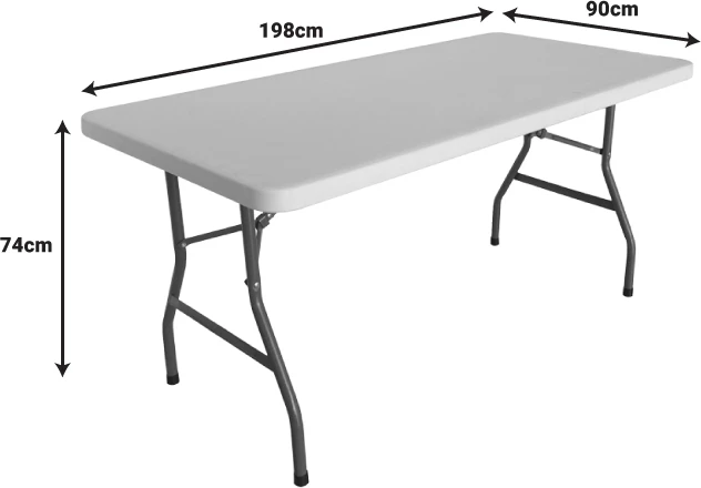 Tavolinë për konferenca dhe catering, sipërfaqe e vetme, ngjyrë bardhë, Aprilia, 198x90x74cm