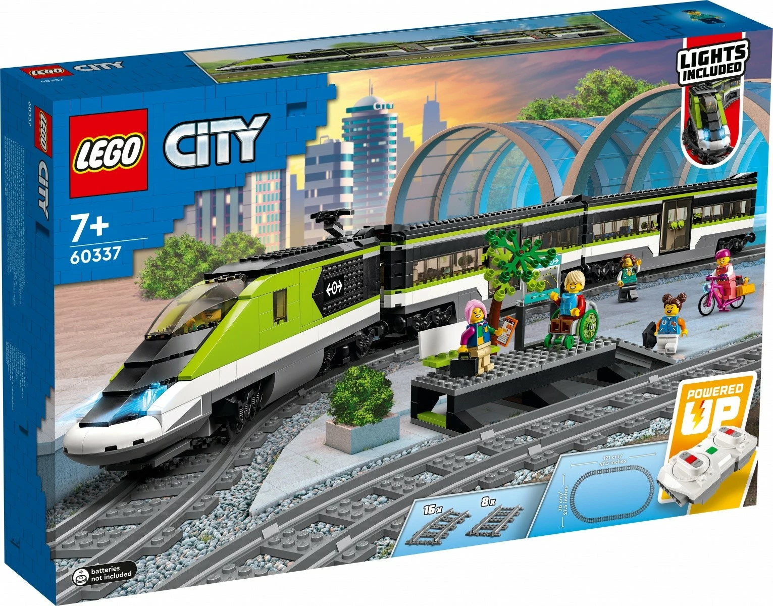 Set ndërtimi LEGO City Express Passenger Train 60337, 764 pjesë, me telekomandë, për fëmijë, shumëngjyrësh