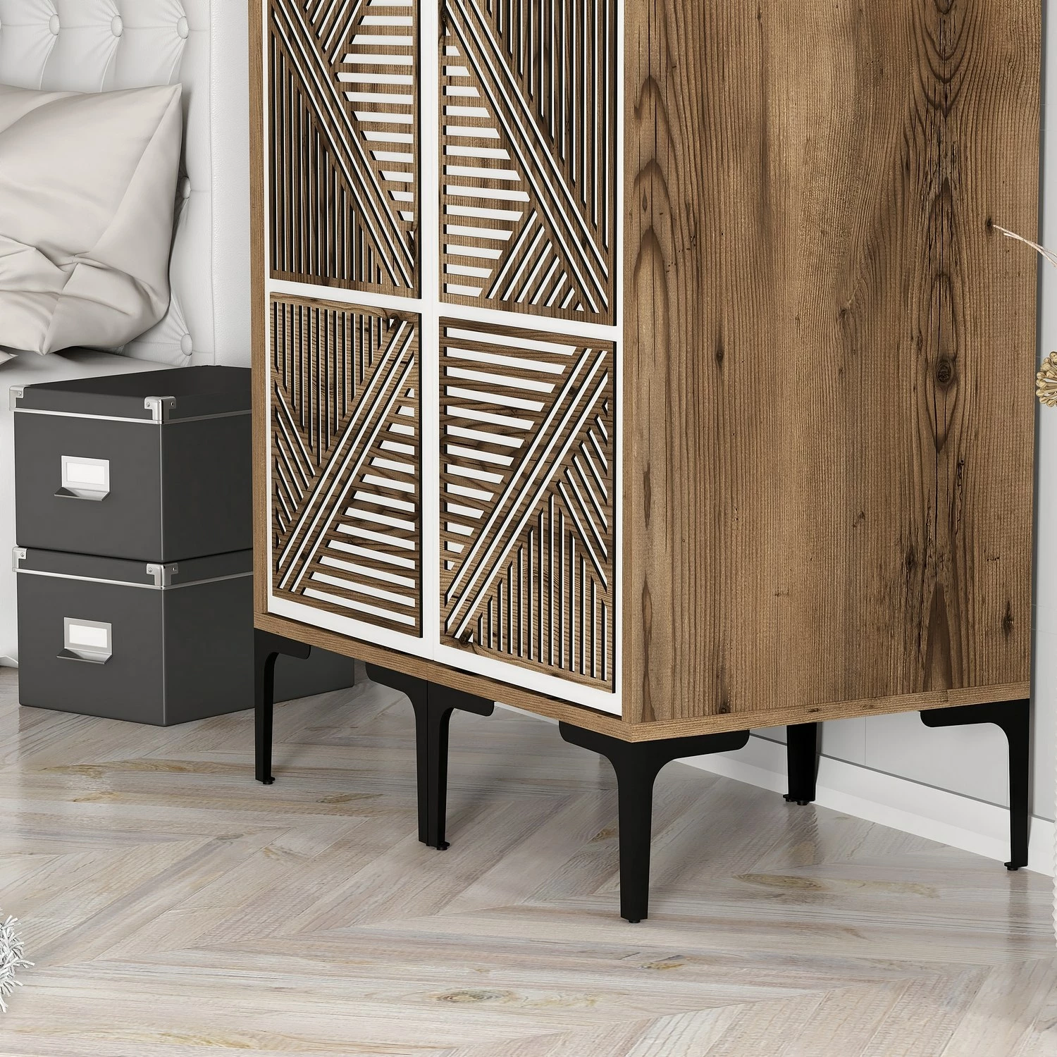 Dollap Hanah Home, Kumsal PP, ngjyrë arre dhe e bardhë