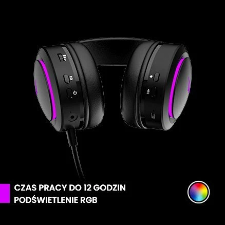 Kufje gaming PREYON Hurricane Fly PHF40B wireless 7.1 RGB me mikrofon të shkëputshëm, të zeza