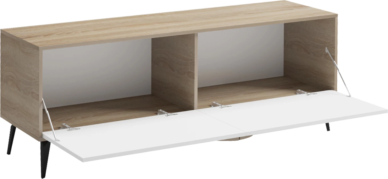 Komodë TV SAVORE, melaminë sonama/e bardhë, 140x35.5x51cm