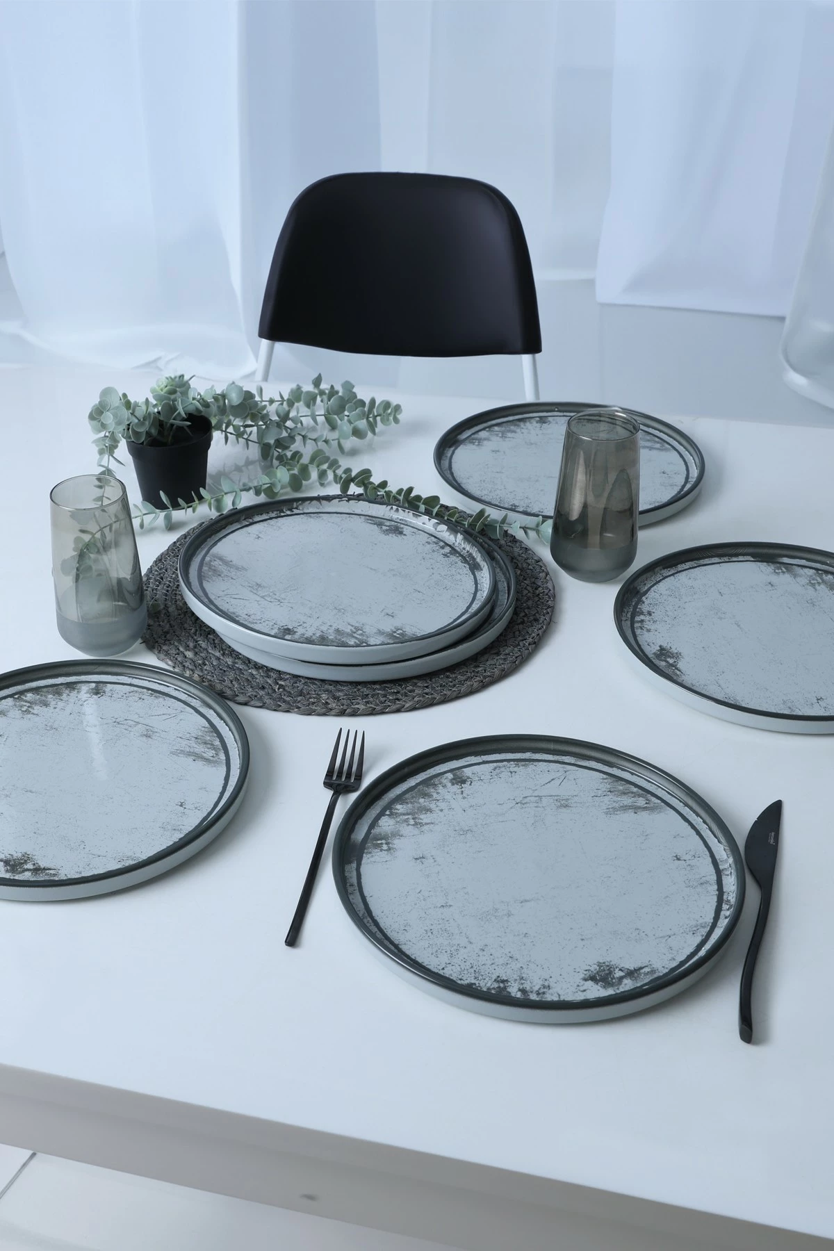 Set pjatash shërbimi (6 copë), Hermia Concept, X00018264, ngjyrë kaltër e çelët