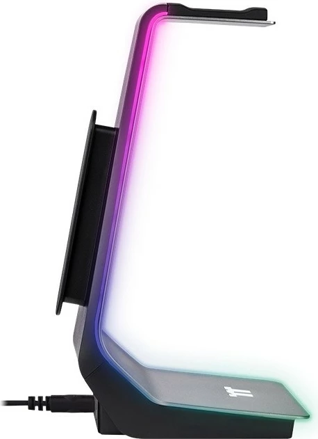 Mbajtëse kufjesh Thermaltake ARGENT HS1 RGB, alumini, 2x USB, ndriçim shumëngjyrësh, e zezë/gri
