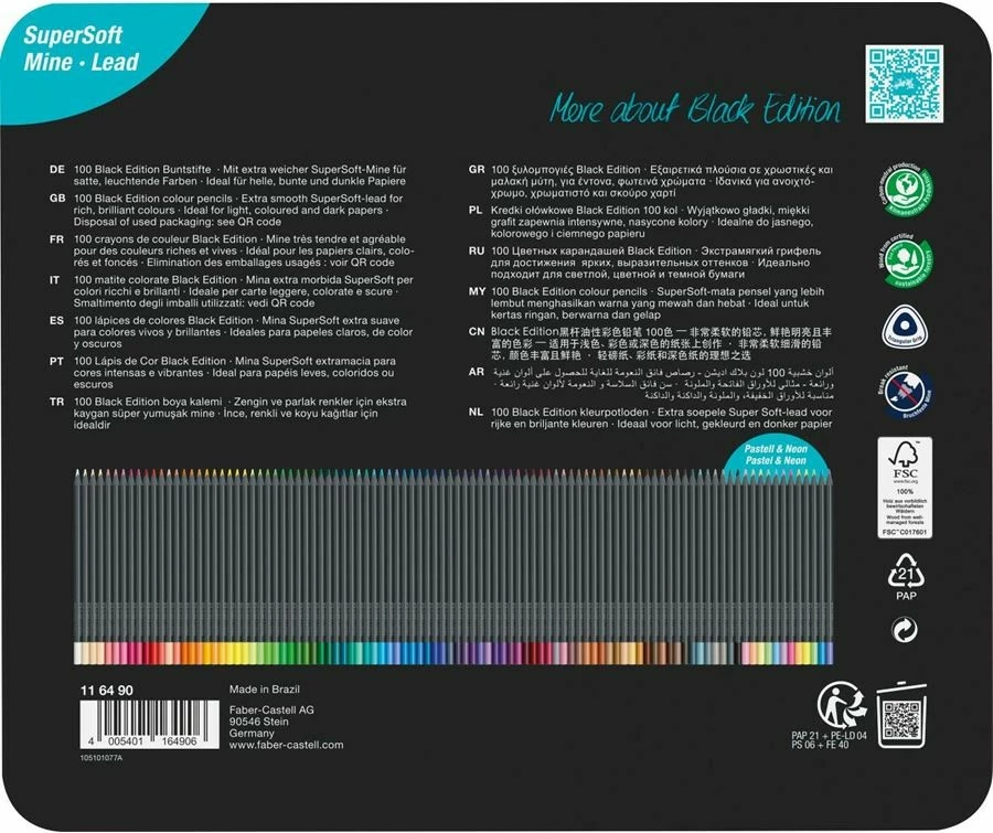 Set lapsa ngjyrues Faber-Castell 116490, 100 copë, ngjyra të përziera