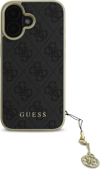 Mbështjellës Guess 4G Charms Collection për iPhone 16 Plus, i zi