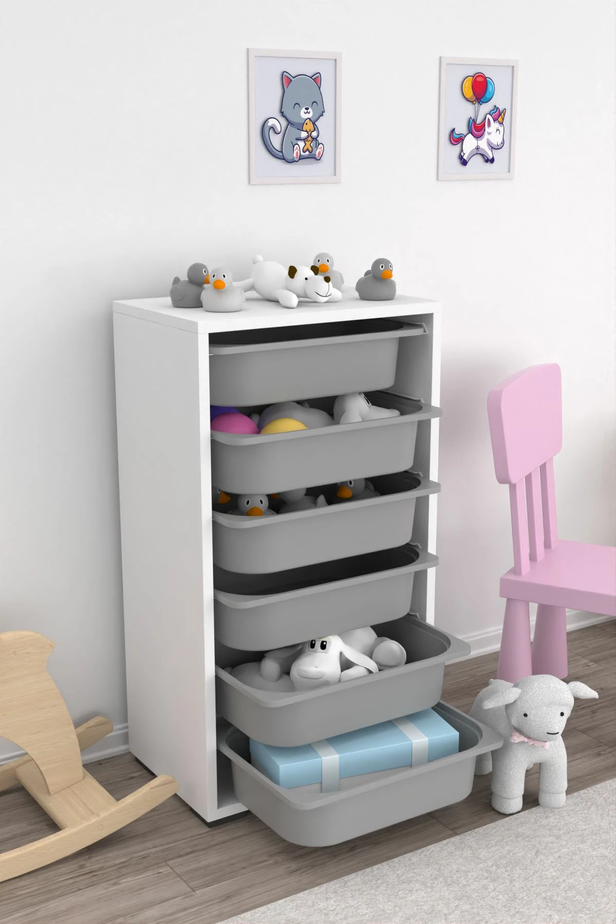 Dollap multifunksional Hanah Home, bronz 6N, i bardhë, gri