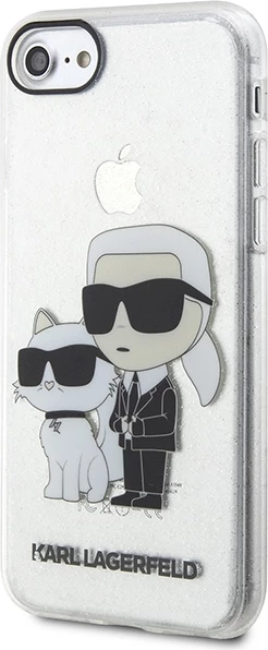 Mbështjellës Karl Lagerfeld KLHCI8HNKCTGT për iPhone 7/8/SE 2020/SE 2022, transparent, Gliter Karl&Choupette
