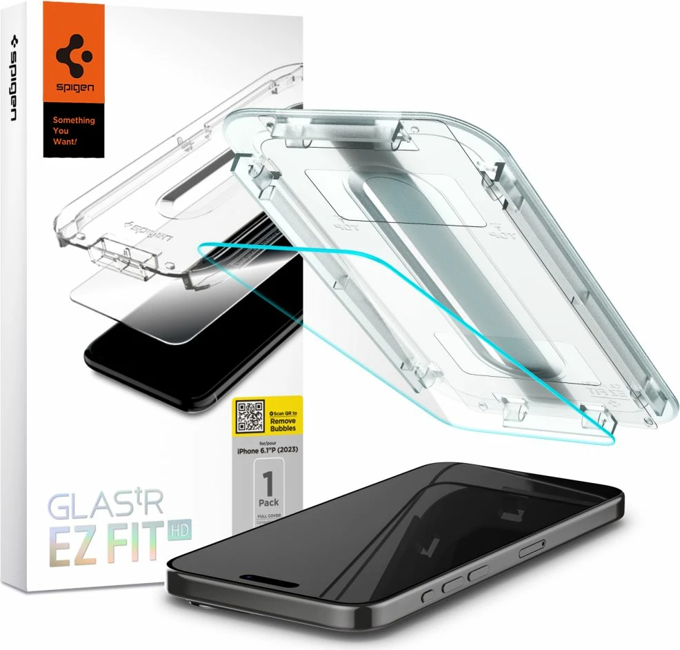 Xham mbrojtës Spigen Glas.tR EZ Fit për iPhone 15 Pro, transparent, 1 copë