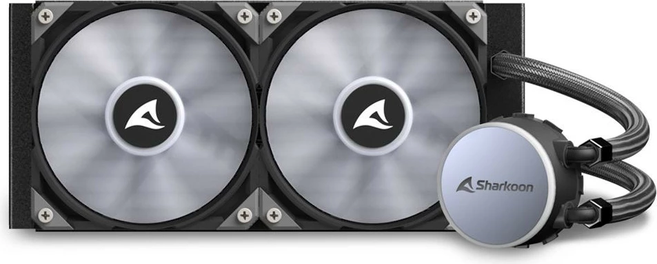 Ftohës uji all-in-one Sharkoon S70 RGB, 2x12cm, për procesor, i zi