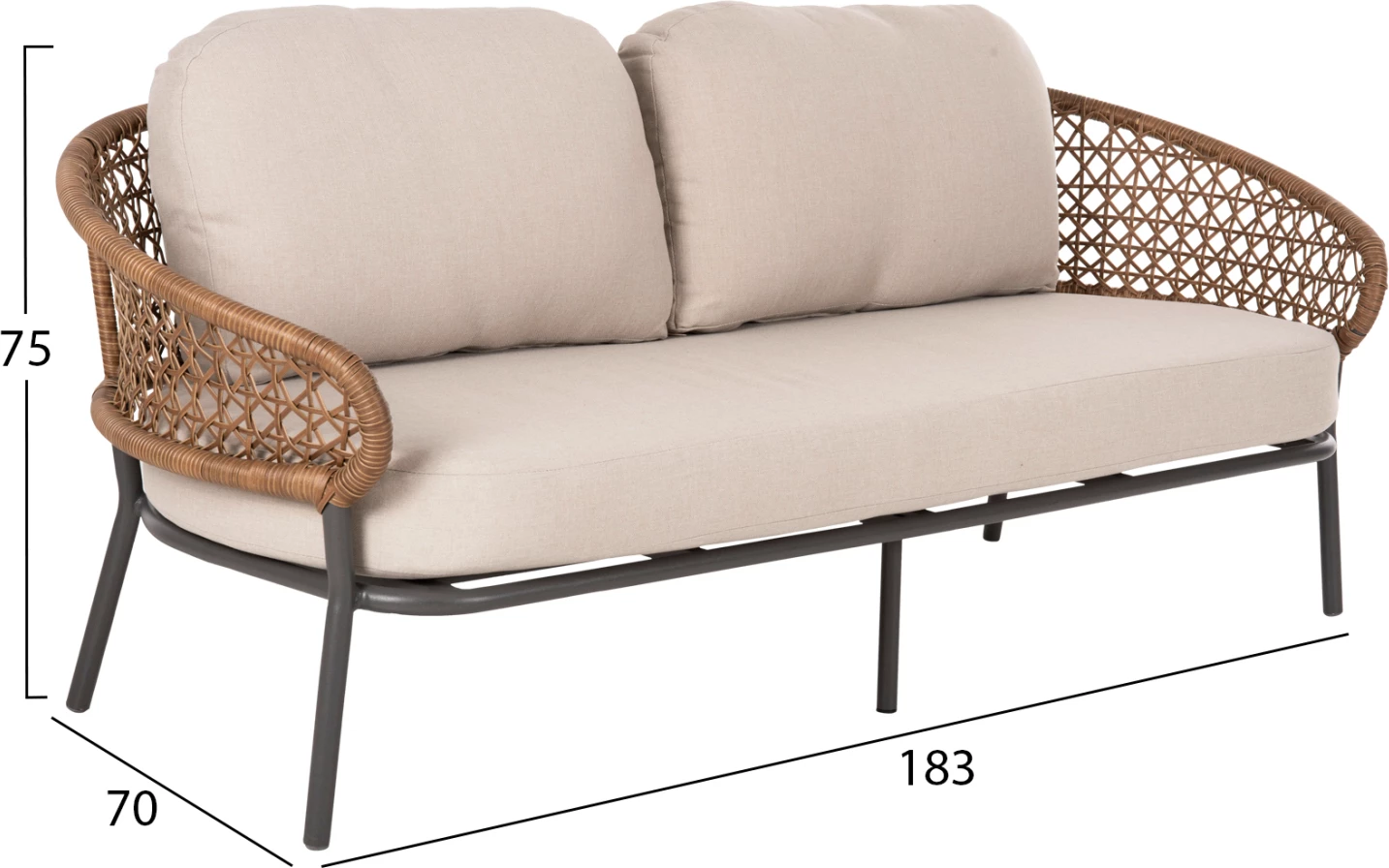 Set salloni për jashtë 5 pjesë BREY FH6079 alumini antracit-kaki PE ratan-bezh jastëkë