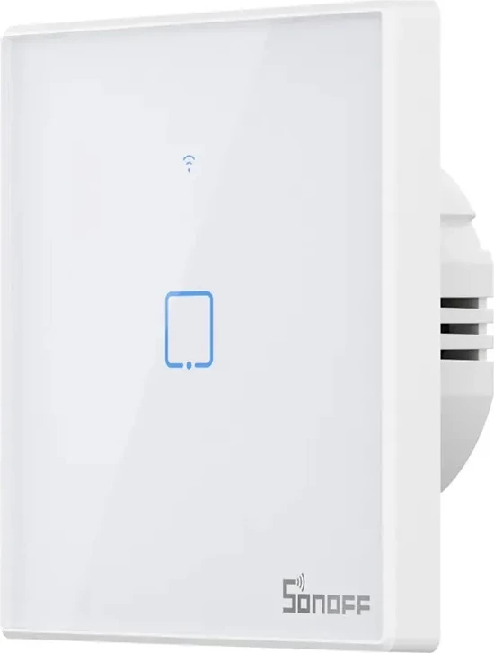 Switch i mençur Sonoff T2EU1C-TX, 1 kanal, WiFi + RF 433MHz, i bardhë