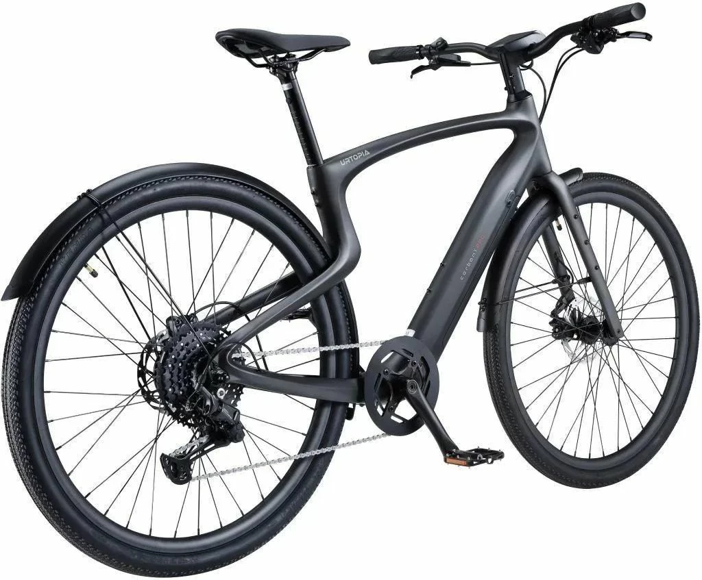 Biçikletë elektrike urbane Urtopia Carbon 1 Pro, L (180–195 cm), kornizë karbon, motor 250W, deri 130 km, e zezë