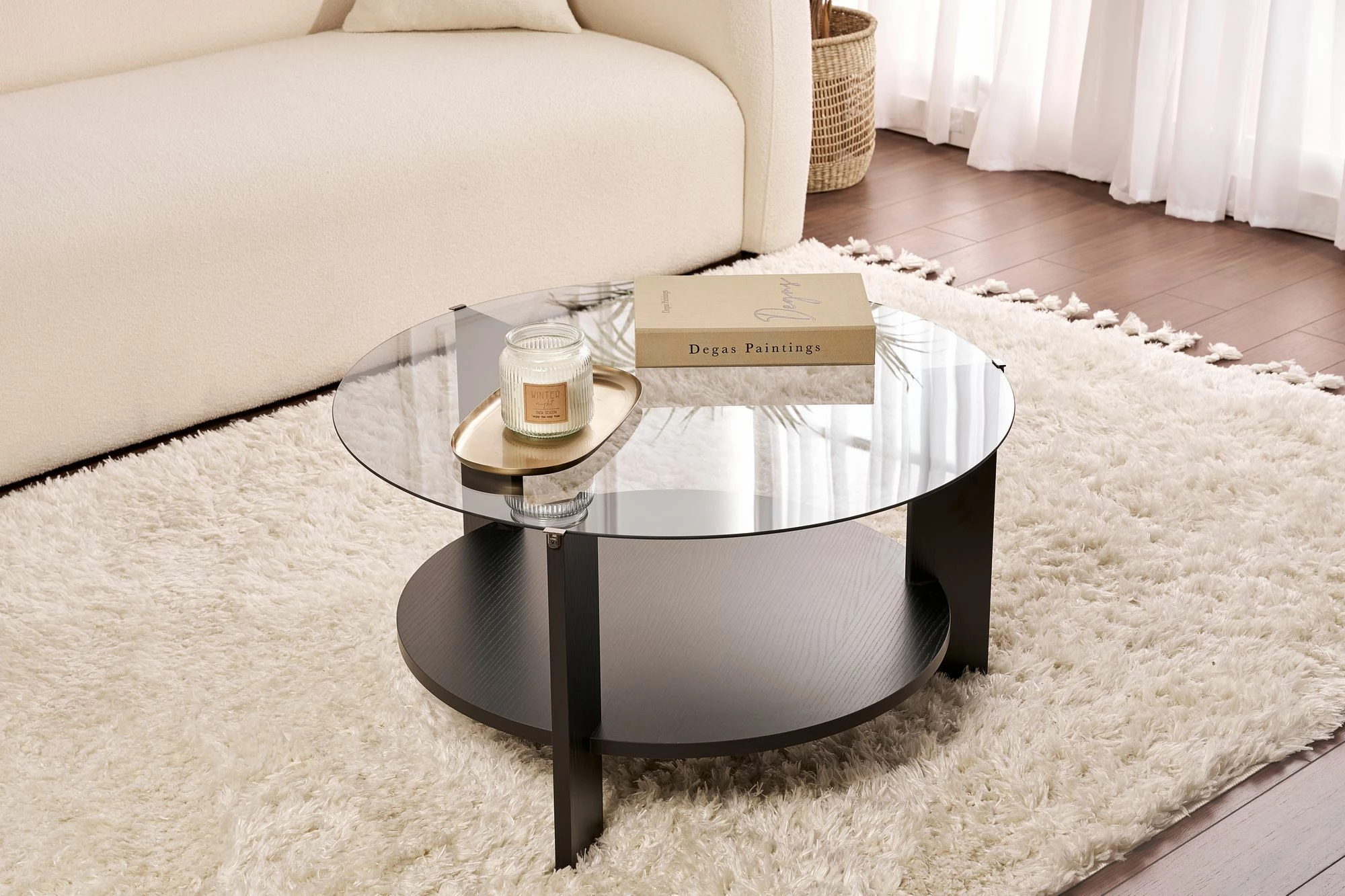 Tavolinë kafeje Nordure, Clara, dru i zi, fume