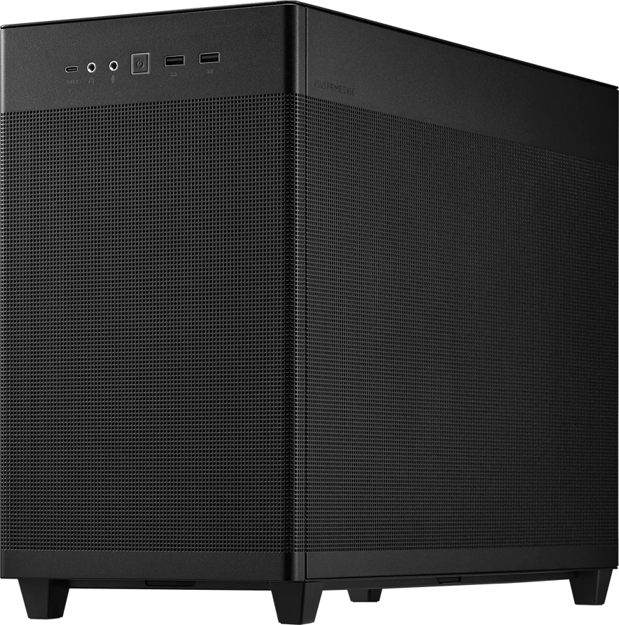Kasë ASUS Prime AP201 MicroATX, tempered glass, 33 L, mbështetje radiator 360 mm, e zezë