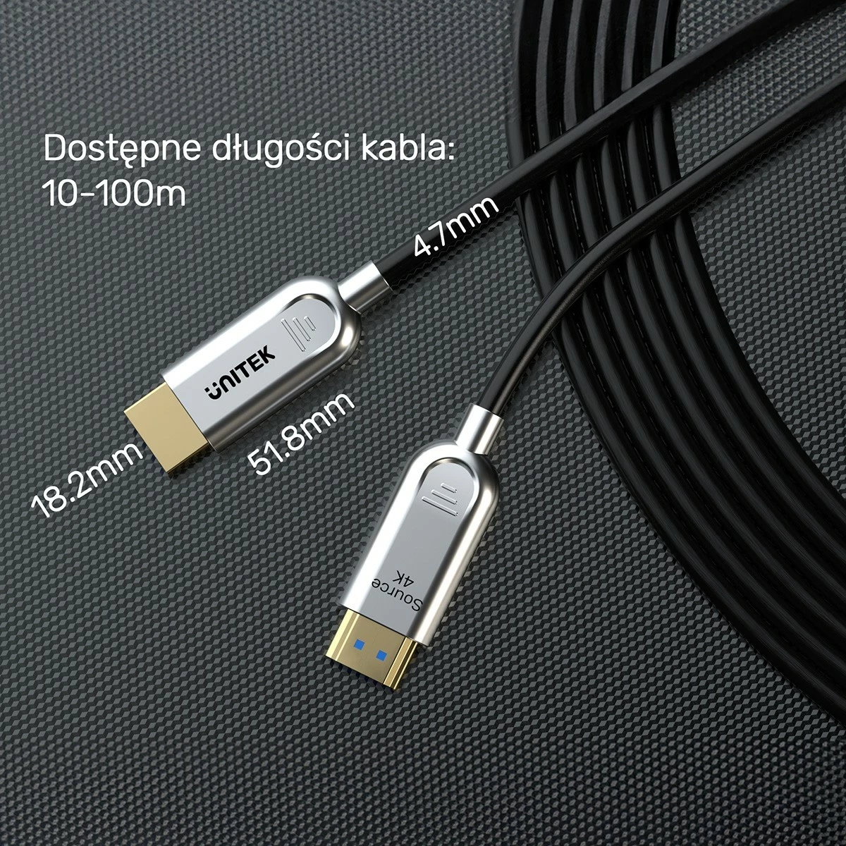 Kabëll HDMI optik Unitek 2.0 AOC 4K 60Hz 30m silver-black