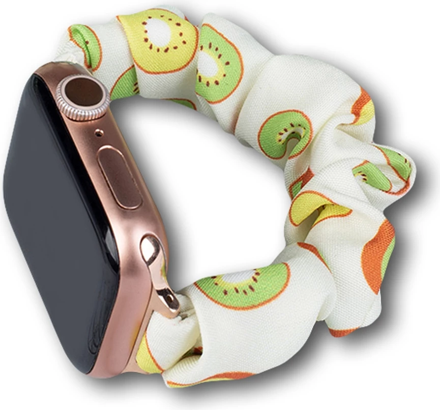 Rrip tekstili për Apple Watch Hurtel, elastik, motiv kivi, i bardhë