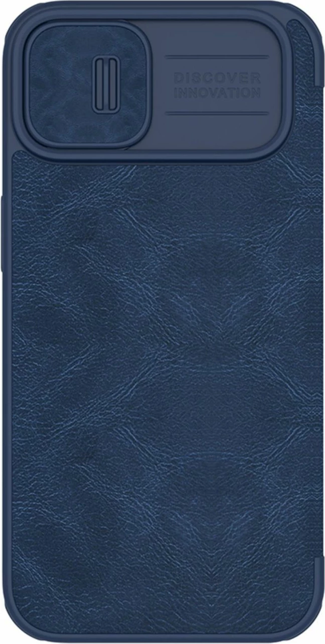 Mbështjellës Nillkin Qin Leather Pro Case për iPhone 14 Plus, me kapak dhe mbrojtje kamere, Kaltër