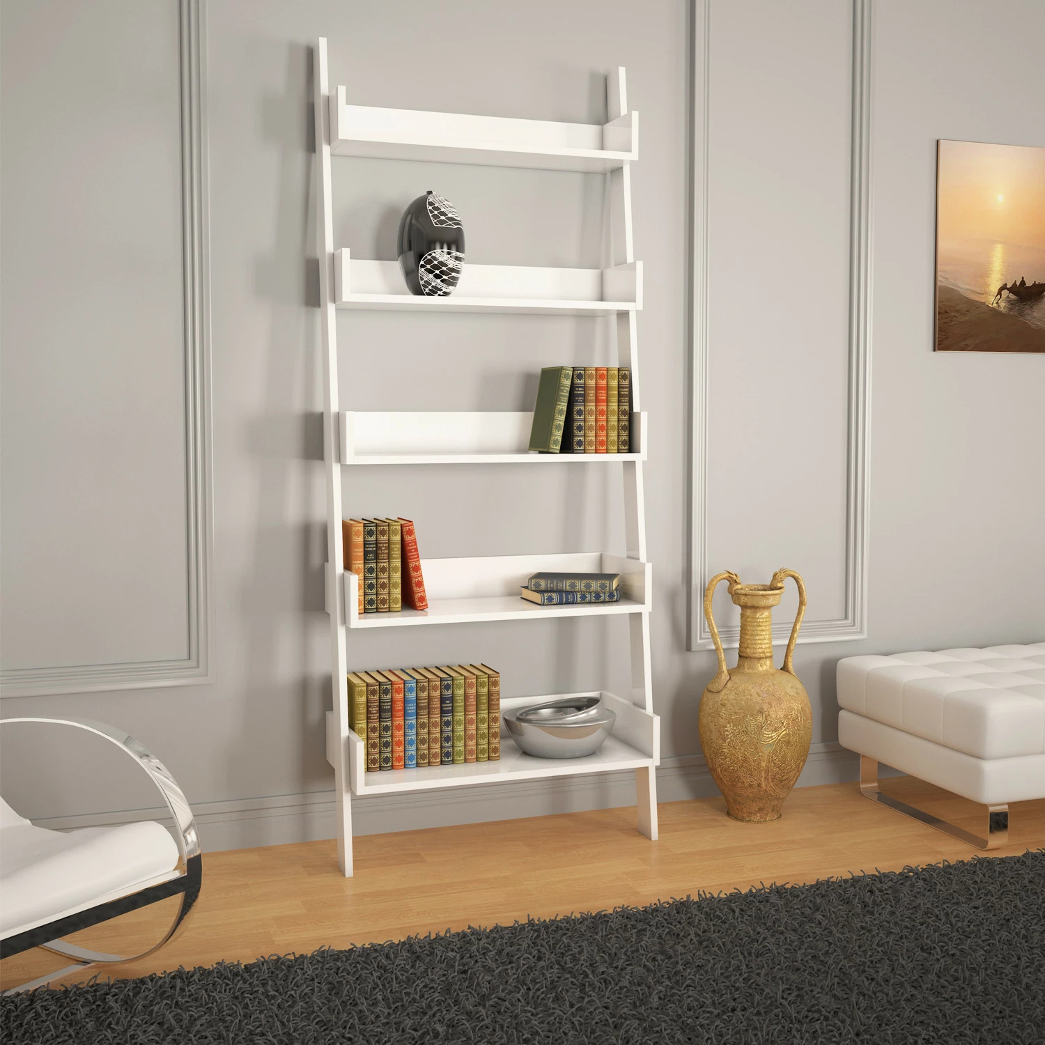 Raft librash Hanah Home, vetëm, i bardhë