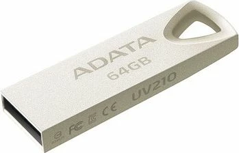 USB stik ADATA UV210 64 GB USB 2.0 metal pa kapak argjendtë