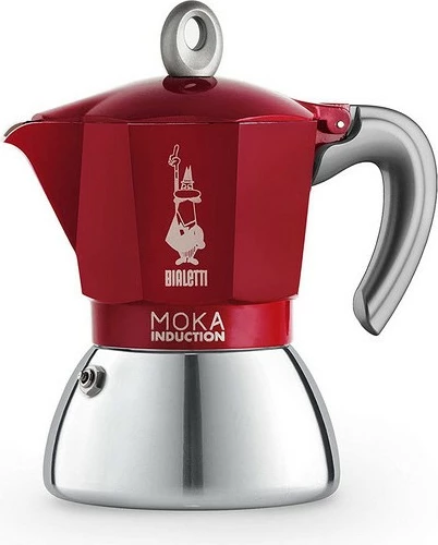 Moka pot Bialetti Moka Induktion 0.28L 6 filxhanë e kuqe