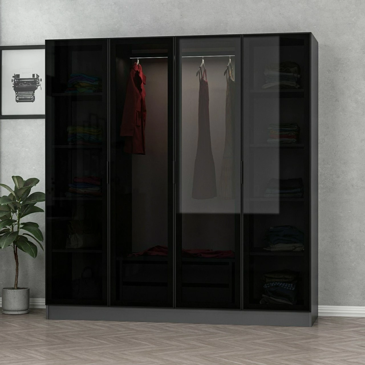 Dollap Skye Decor, anthracite e zi, 180x210x52cm