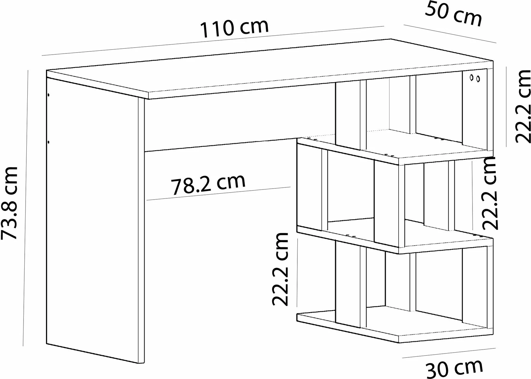 Tavolinë pune Hanah Home, Dardanos, e bardhë dhe lisi safir