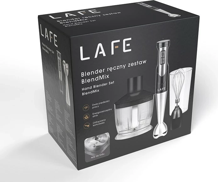 Blender Lafe BlendMix, 800W, gotë plastike, thika inoksi, e zezë-argjendtë