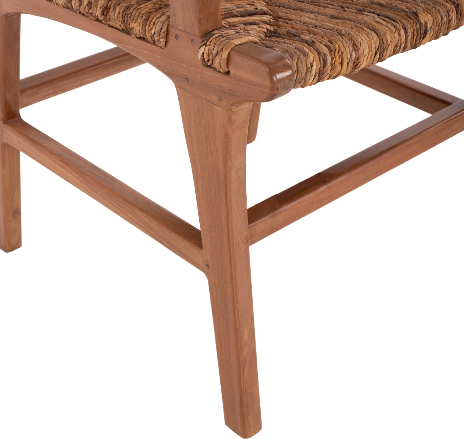 Karrige për ngrënie me krahë, dru tik dhe rush, ngjyrë arre-bezhë, FH9400.01, 54x58x86,5 cm