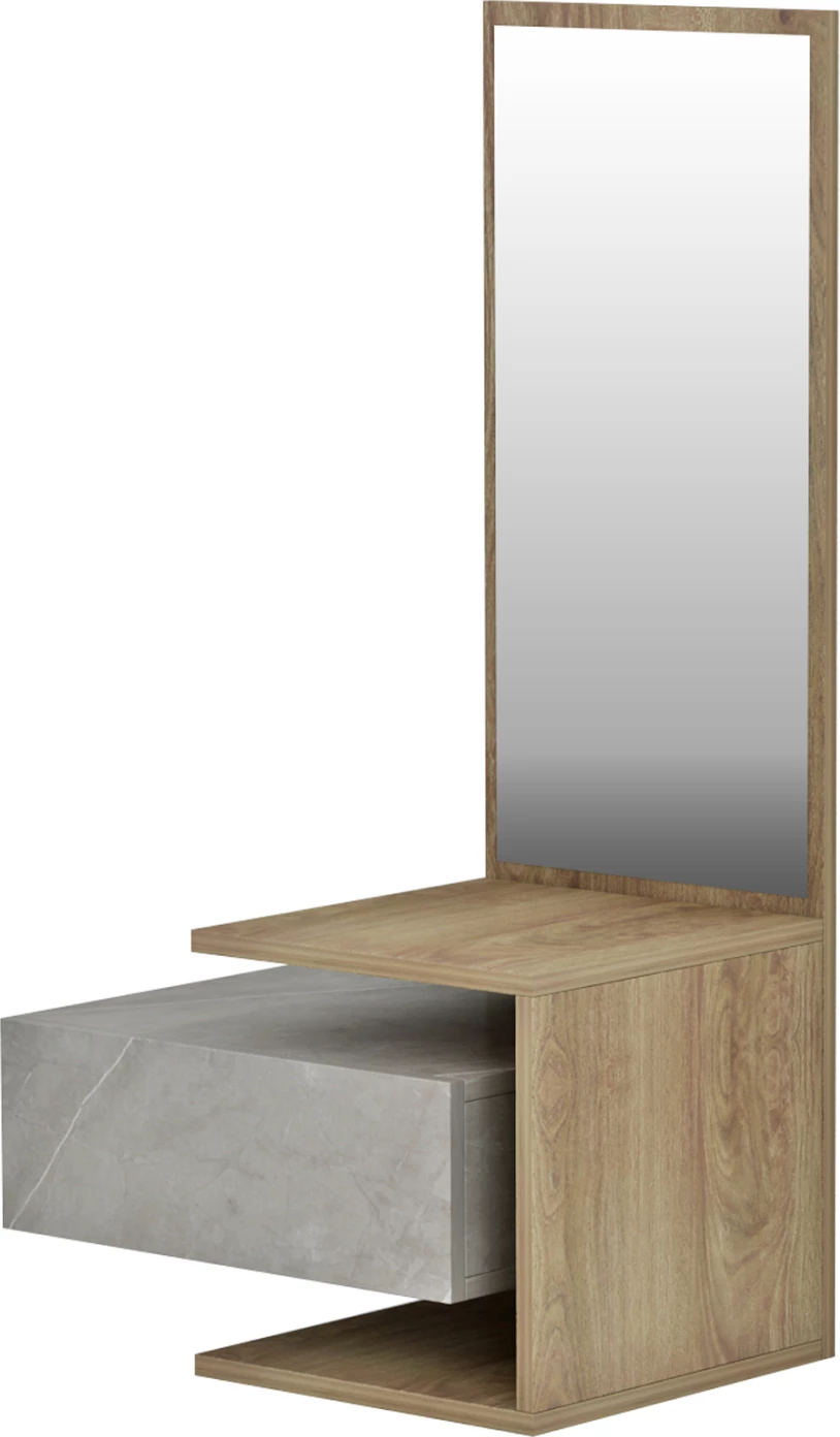 Mobilje hyrëse me pasqyrë, MEARA, FH8984.12, teksturë guri gri-natyrale, 49,1x31,3x90H cm