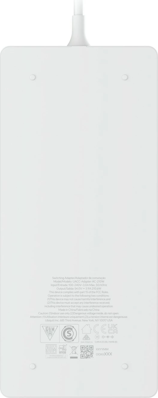 Adapter AC Ubiquiti 210W për PoE-switch, i bardhë
