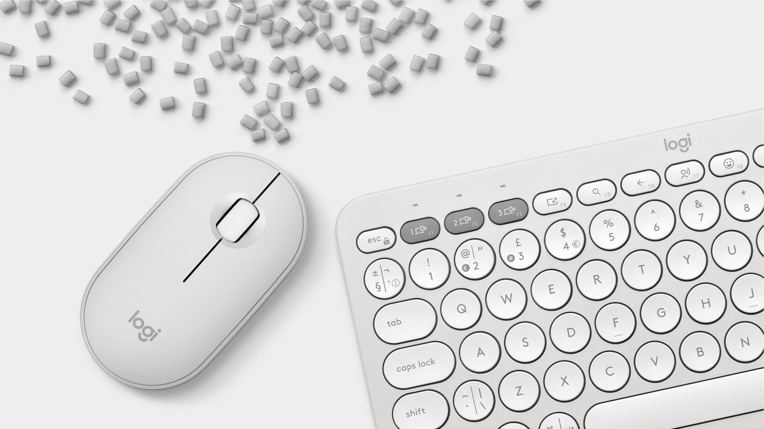 Set tastierë dhe maus Logitech Pebble 2, pa kabllo, gjermanisht, e bardhë