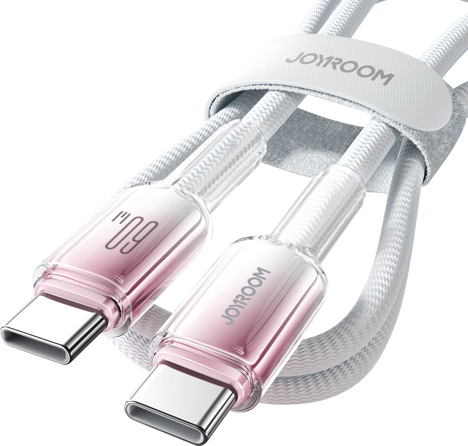 Kabllo USB-C në USB-C Joyroom S-A42 Crystal-Clear Series, 1.2m, 60W, Bardhë