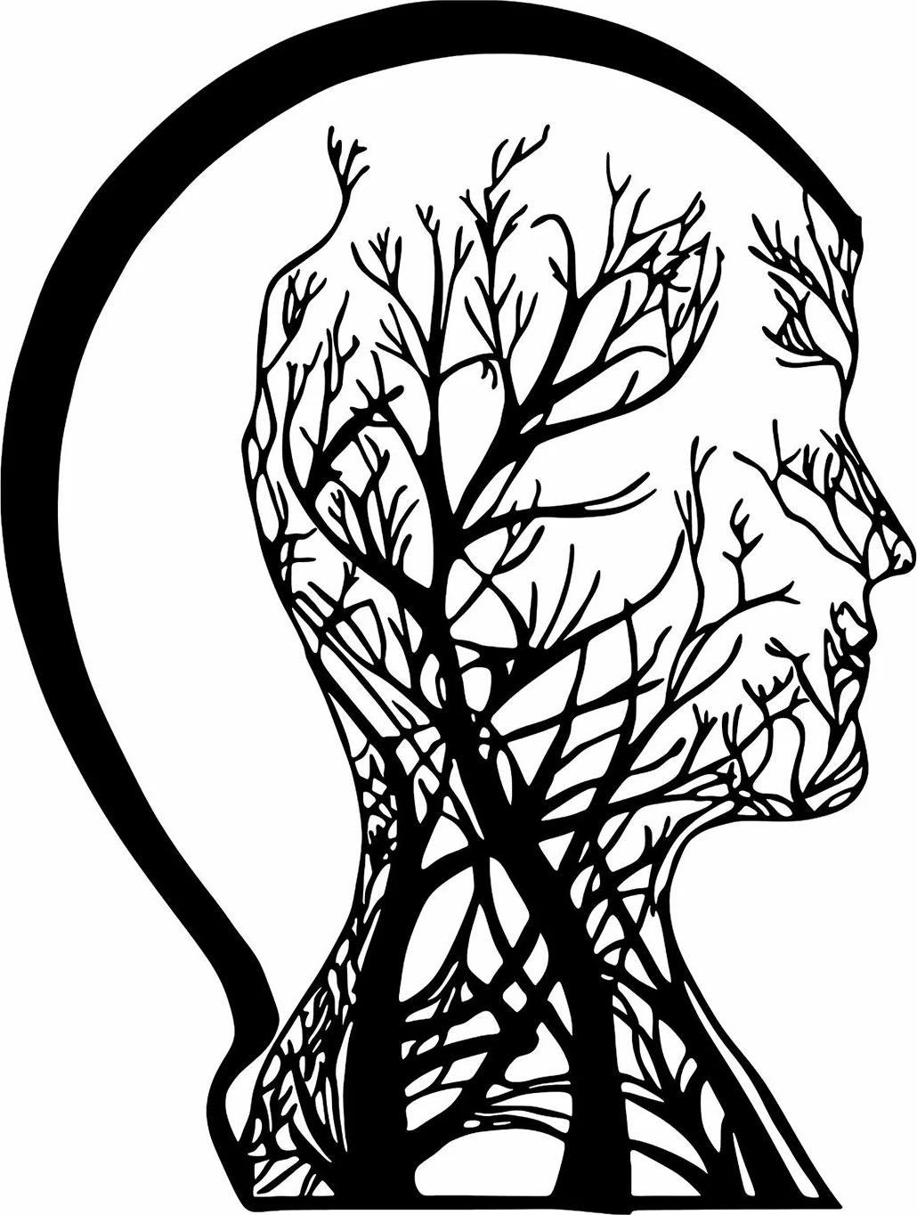 Aksesor dekorativ metalik për mur, Wallity, Tree Man - 322, ngjyrë e zezë, 52x70cm