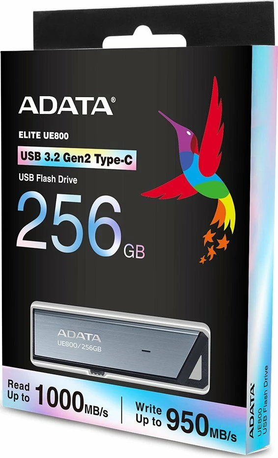Memorie USB ADATA UE800 256GB USB-C 3.2 Gen 2, rrëshqitëse, metalike, Silver