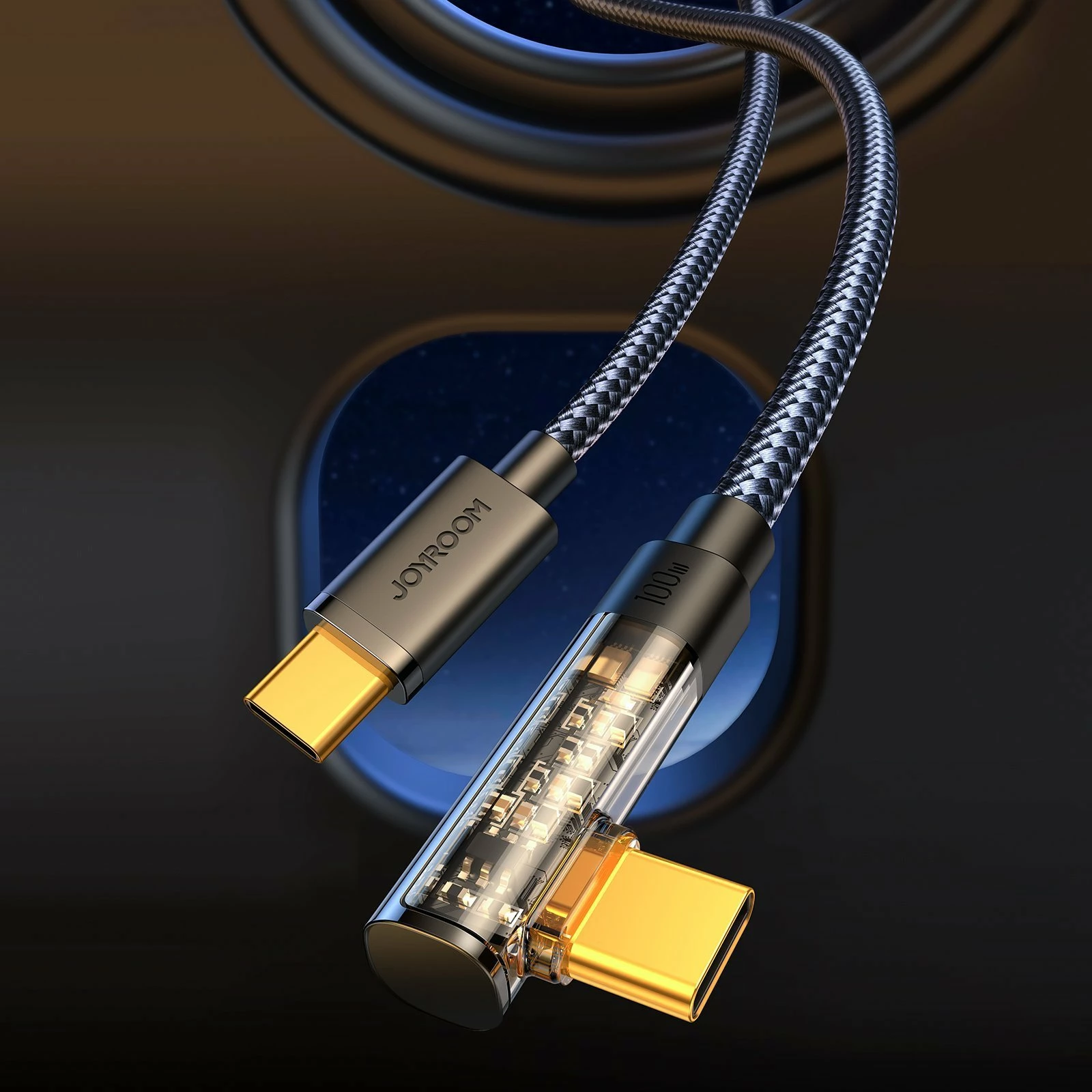 Kabllo USB-C në USB-C Joyroom S-CC100A6 1.2 m 100 W me prizë këndore, e zezë