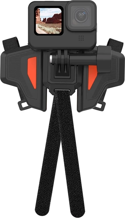 Mbajtës helmete për kamera sportive Telesin GP-HBM-MT2-YH, për GoPro, universal, e zezë me të kuqe