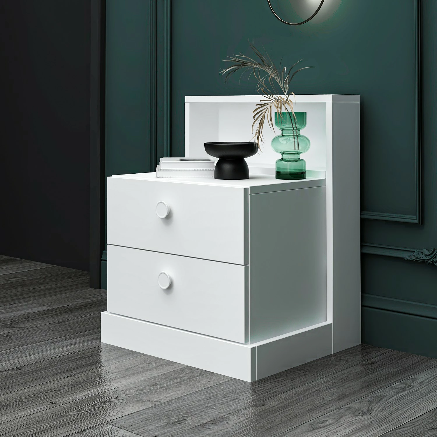 Komodinë Skye Decor, e bardhë